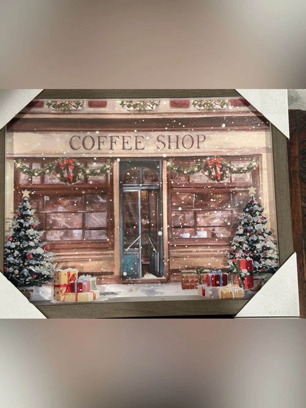 SET OF 2! Winter Coffee Shop & Christmas Candy Shop Shadow Box Wall Art Pictures